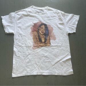 Aaliyah Watercolor T-Shirt White Graphic T-Shirt with Art Print